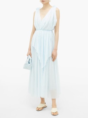 Vika Gazinskaya Crinkle-pleated Ruched Cotton-batiste Dress - Light Blue