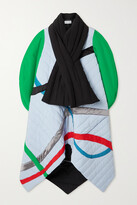 Thumbnail for your product : Loewe Scarf-detailed Leather-trimmed Quilted Shell Coat - Blue