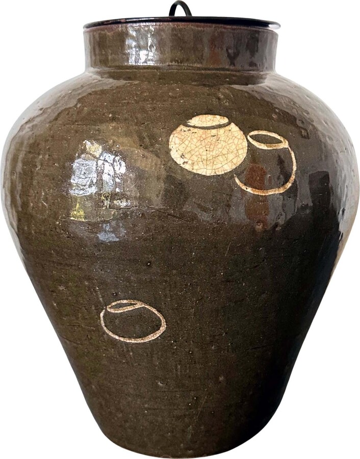 1stDibs Japanese Ceramic Seto Tea Leaf Tsubo Jar Edo Period