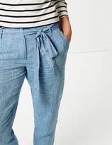 Thumbnail for your product : Marks and Spencer Pure Linen Textured Peg Trousers