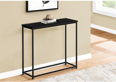 Latitude Run Modern Office Accent Desk With Black Laminate - Stable Metal Frame Table For Bedroom In & Top, Contemporary