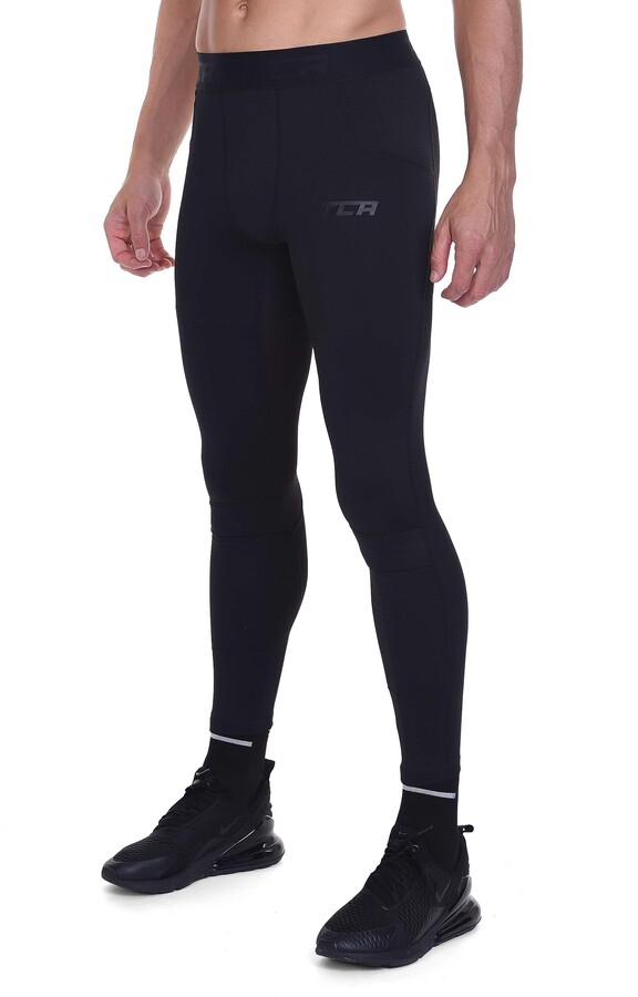 TCA Men's SuperThermal Compression Armour Base Layer Thermal Under Tights  with Shin Pockets - Black Stealth - ShopStyle Activewear Trousers
