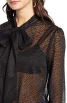 Thumbnail for your product : Endless Rose Leopard Print Front Tie Velvet Burnout Blouse