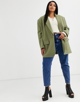 Thumbnail for your product : ASOS DESIGN Curve grandad coat in sage