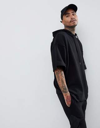 ASOS Design Extreme Oversized Short Sleeve Hoodie In Black