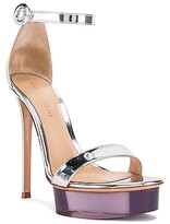 Thumbnail for your product : Gianvito Rossi Ankle Strap Platform Heels in Metallic Silver