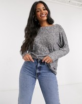 Thumbnail for your product : JDY ribbed crew neck top in grey