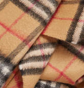 Thumbnail for your product : Burberry Fringed Checked Cashmere Scarf - Tan