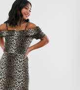 Thumbnail for your product : Vero Moda Petite leopard print bardot dress