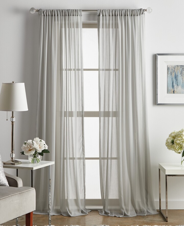Martha Stewart Collection Glacier Poletop Sheer Curtain Panel Set, 95