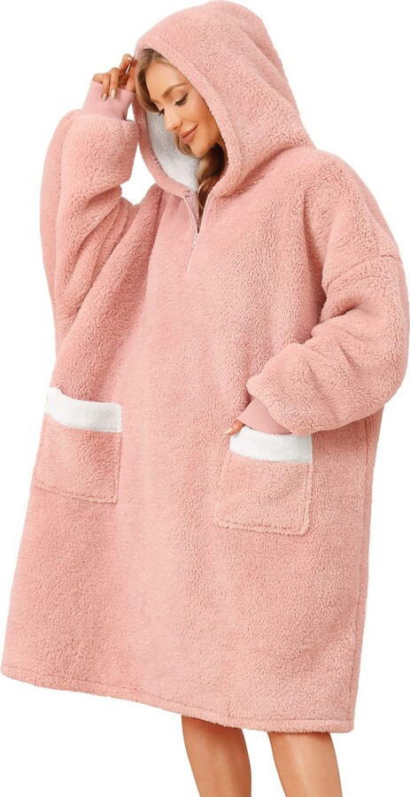 Xnova Oversized Blanket Hoodie Soft Warm Teddy Fleece Wearable
