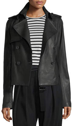 Vince Cropped Lamb Leather Trench Coat