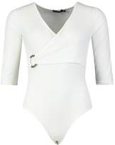 Thumbnail for your product : boohoo Rib Wrap Front Ring Detail Body