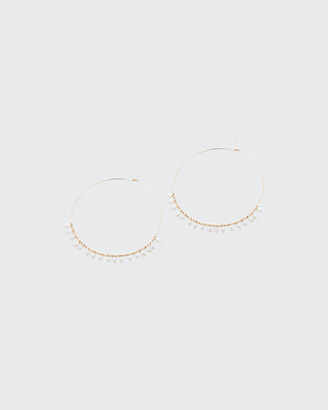 Mizuki 14k Gold Large Hoop & Pearl Dangle Earrings