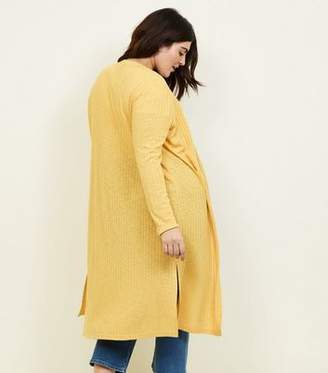 New Look Curves Mustard Fine Knit Midi Cardigan