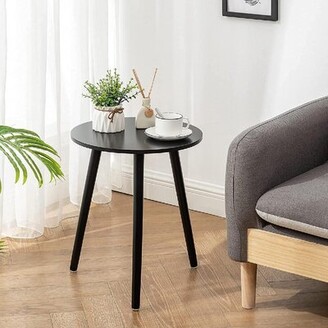 Round Side Table, White Nightstand Coffee End Table for Living Room, Bedroom, Small Spaces, Easy Assembly Modern Home Decor Bedside Table with Black W