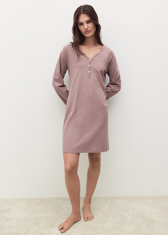Seersucker John Lewis Ladies Cotton Nightdresses Button Nightdress