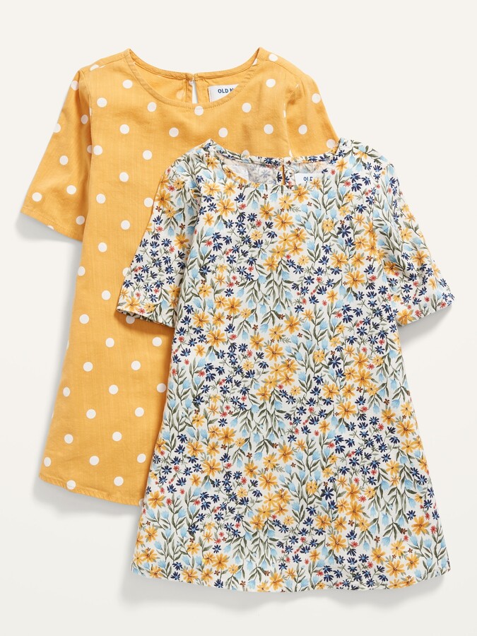 2-Pack Elbow-Sleeve Swing Dress for Toddler Girls