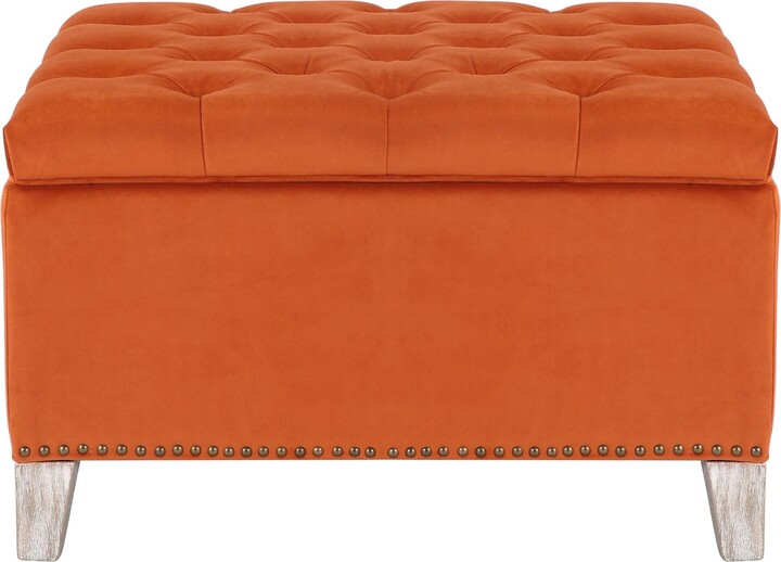 WestinTrends Square Velvet Tufted Storage Ottoman for Living Room Bedroom