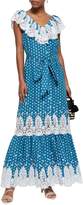Thumbnail for your product : Miguelina Lace-paneled Polka-dot Cotton-gauze Maxi Dress