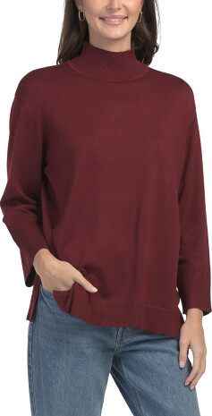 TJMAXX Boxy Mock Neck Sweater, Polyester/Rayon