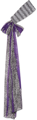 Missoni Crochet-knit And Printed Silk-chiffon Headband - Purple