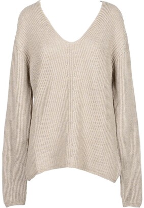 NOW Camel Cashmere and Wool Women's V-Neck Sweater