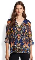 Thumbnail for your product : Alice + Olivia Rolled Sleeve Butterfly Blouse