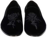 Thumbnail for your product : Alexander McQueen Beaded Thistle & Rose Velvet Formal Slipper, Black