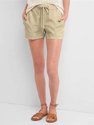 Linen-cotton utility shorts
