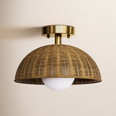 Bay Isle Home Albertville Light Ratten Plait Dome Pendant Lighting