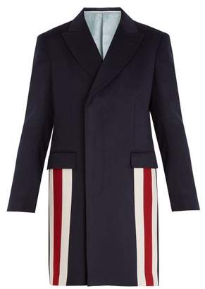 Gucci Striped Detail Cashmere Blend Coat - Mens - Navy