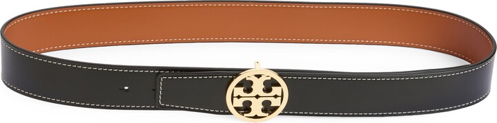 Tory Burch 1.5-Inch Miller Smooth Leather Reversible Logo Belt