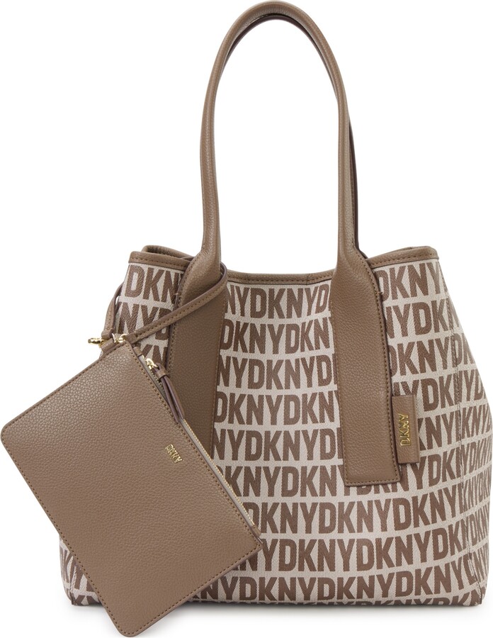 DKNY Carol Logo Print Tote Bag, Chino/Truffle