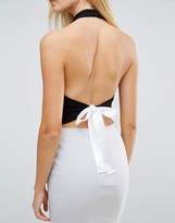 Thumbnail for your product : ASOS Tall Exclusive Halter Neck Top With Cowl Front And Tie Back