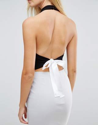 ASOS Tall Exclusive Halter Neck Top With Cowl Front And Tie Back
