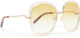 Thumbnail for your product : Chloé Oversized Round-frame Gold-tone And Acetate Sunglasses