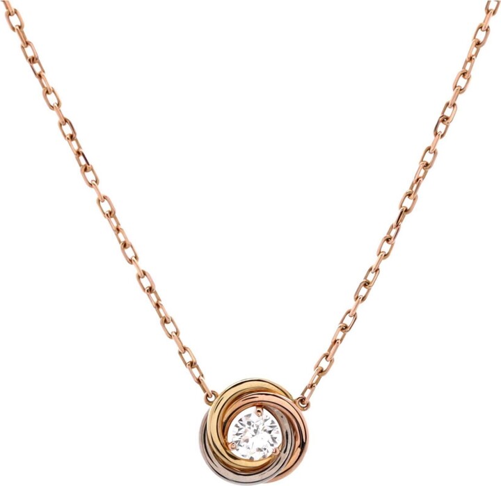Pre-Owned Cartier Trinity Diamond Pendant Necklace 18K Tricolor Gold and Diamond