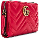 Thumbnail for your product : Gucci Leather Zip Around Wallet in Hibiscus Red | FWRD