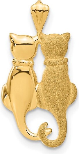 Black Bow Jewelry Co. BlackBowJewelry14kYellowGoldSatinandPolishedDoubleCatPendant