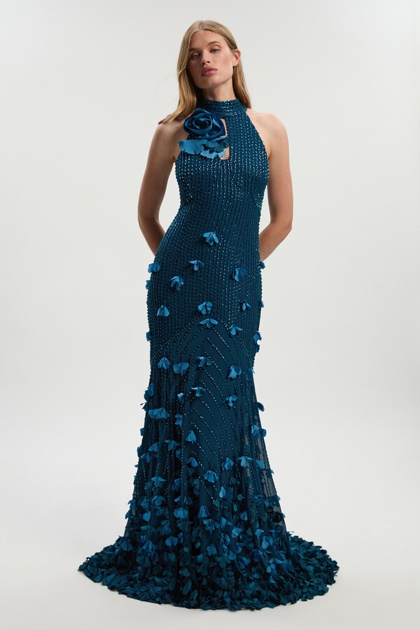 SLNY Halter Neck Layered Chiffon Shift Dress ShopStyle