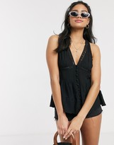 Thumbnail for your product : ASOS DESIGN lace insert button through sun top