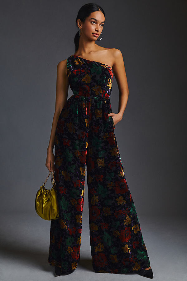 Hutch OneShoulder Velvet Jumpsuit Black ShopStyle