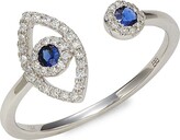 Thumbnail for your product : Effy 14K White Gold, Sapphire & Diamond Evil Eye Ring