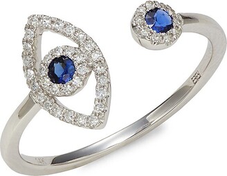 Effy 14K White Gold, Sapphire & Diamond Evil Eye Ring