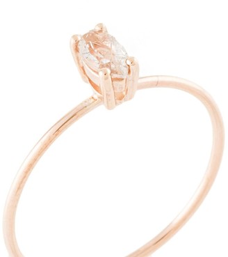 Natalie Marie 9kt rose gold Tiny Marquise Rutilated Quartz ring