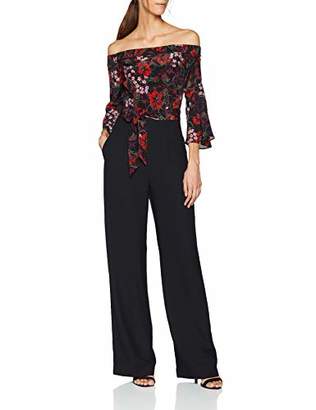 Karen Millen Women's Dark Floral and Leopard Print Jumpsuit,(Size:UK )