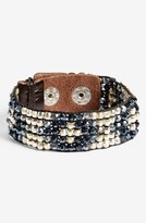 Thumbnail for your product : Nakamol Design Beaded Leather Cuff Bracelet