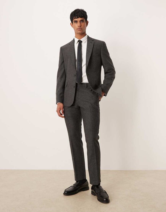 ASOS DESIGN slim wool blend suit pants in charcoal