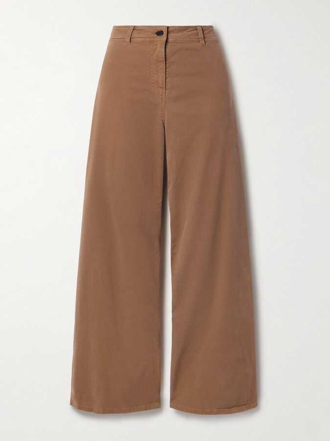 Nili Lotan Megan Cotton-blend Twill Wide-leg Pants - Brown